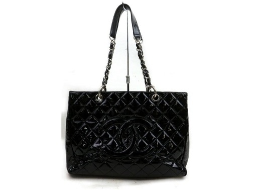 Chanel Quilted Patent Grand Shopping Tote