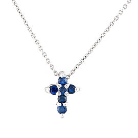 Roberto Coin 18K White Gold 0.15ctw Sapphire Baby Cross Necklace