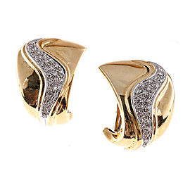 18K Yellow & White Gold 1.00cts Diamond Swirl Earrings