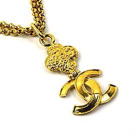Chanel Gold Tone Coco Mark Pendant Long Chain Necklace