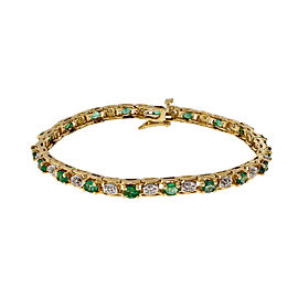 14K Yellow Gold with 3.50ct. Emerald & 0.60ct. Diamond Bracelet