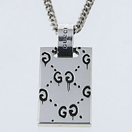 GUCCI 925 Silver Ghost Pendant Necklace LXGBKT-513