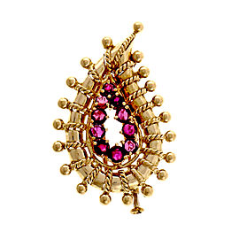 Tiffany & Co. 18K Yellow Gold with 1.60ct. Ruby Double Clip Pin Brooch
