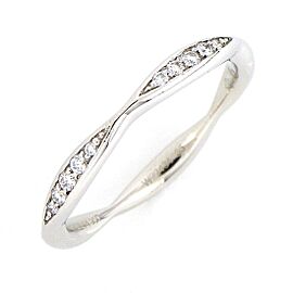 CHANEL 950 Platinum Camellia Half Eternity Diamond Ring US 7.25 LXWBJ-651