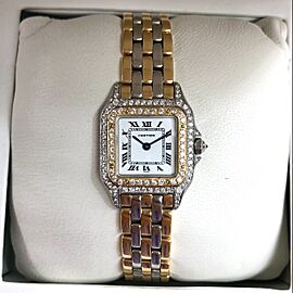CARTIER PANTHERE 22mm 3 Row Gold Quartz DIAMOND Watch
