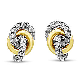 10K Yellow and White Gold 1/2 Cttw Diamond Triple Interlocking Knot Earrings (I-J Color, I1-I2 Clarity)