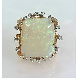 14K Yellow Gold Opal Diamond Ring