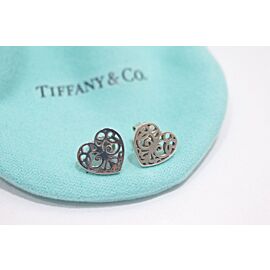 Tiffany & Co Sterling Silver Enchant Heart Stud Earrings Lxmda-464