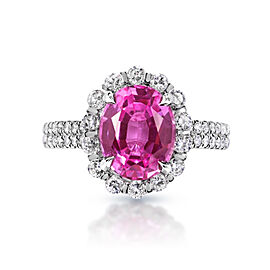 Ariya Carat Oval Cut Pink Sapphire Ring in 14 Karat White Gold