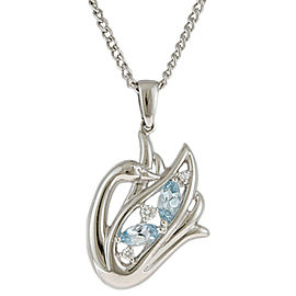 TASAKI 950 Platinum Diamond Aquamarine Necklace LXKG-639