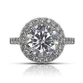 5 CARAT ROUND CUT E COLOR VS2 CLARITY HALO DIAMOND ENGAGEMENT RING 18K WHITE GOLD CERTIFIED 4 CT E VS2 BY MIKE NEKTA