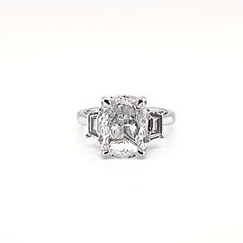 4 Carat Cushion Cut Lab Grown Diamond Engagement Ring Three Stone IGI Certified