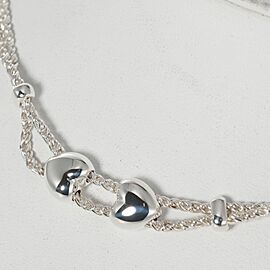 Tiffany & Co 925 Silver vintage Double heart Twist rope Necklace LXNK-736