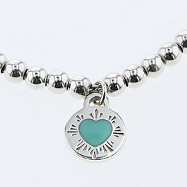 TIFFANY & Co 925 Silver RTT Blue Heart Beads Bangle LXGBKT-403