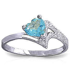 0.95 CTW 14K Solid White Gold Ring Natural Blue Topaz