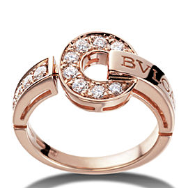 Bulgari 18K Pink Gold Pave Diamonds Ring