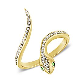 14k Yellow Gold & Diamond Snake Ring
