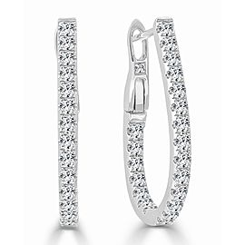 14k Gold & Diamond Pear Shape Hoop Earrings -0.75"