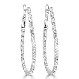 Inside Out Diamond Hoop Earrings in 14KT White Gold 1.60 ctw