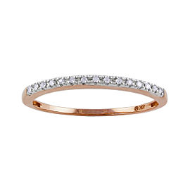10K Rose Gold & 0.06cttw Diamond Dainty Stackable Ring Size 8