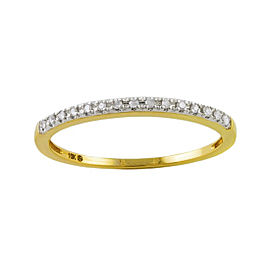 10K Yellow Gold & 0.06ctw Diamond Dainty Stackable Ring Size 6.5