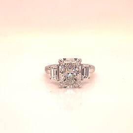 4 Carat Radiant Cut Lab Grown Diamond Engagement Ring Three Stone IGI Certified
