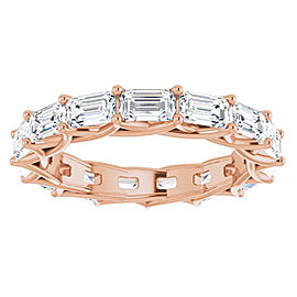 5 CARAT EMERALD-CUT DIAMOND ETERNITY RING ROSE GOLD 30 POINTER G COLOR VS1 CLARITY SHARED PRONG BAND BY MIKE NEKTA NYC SIZE 4