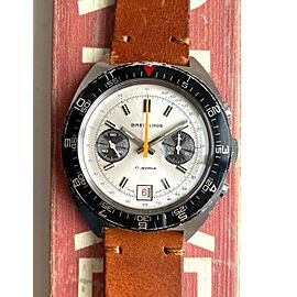 Vintage Breitling Datora Chronograph Manual Wind Valjoux 7734 Steel Case Watch