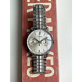 Vintage Clebar Chronograph Manual Wind Landeron 248 Silver Dial Chrome Watch