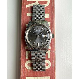 Vintage Rolex Datejust Ref 70s Automatic Grey Sunburst Dial Steel Watch