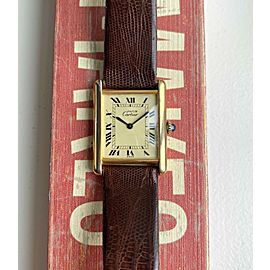 Vintage Cartier Tank Manual Wind Lemon Roman Numeral Dial Watch
