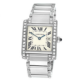 Cartier Tank Francaise 2465 Diamond Stainless Steel Lady Date Quartz 25MM Watch