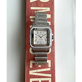 Cartier Santos 90s 2319 Automatic Silver Guilloche Roman Dial 29mm Case Watch