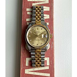 Rolex Datejust Champagne Diamond Dial 18K Yellow Gold Two Tone Watch
