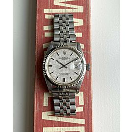 Vintage Rolex Datejust 1601 70s Automatic Silver Linen Dial w/ Bracelet Watch