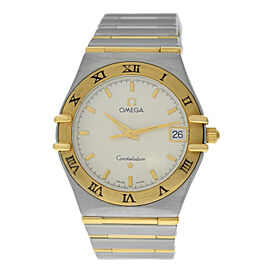 Omega Constellation Full Bar 18K Gold Steel Date 33MM Quartz Watch