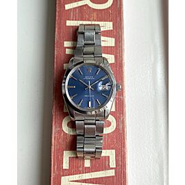 Vintage Rolex Oysterdate Precision Manual Wind Blue Dial 34mm Watch