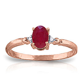 0.51 CTW 14K Solid Rose Gold Ring Natural Diamond Ruby