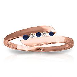 0.25 CTW 14K Solid Rose Gold Ring Channel Set Diamond Sapphire