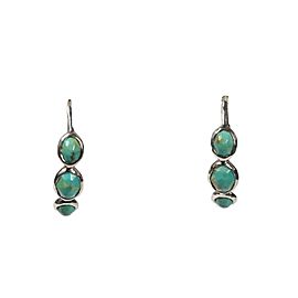 Ippolita 925 Sterling Silver with Turquoise Three Stone Large Hoop Earrings