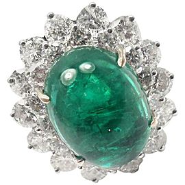 Craig Drake 18k White Gold Large 10.97ct Emerald Diamond Cocktail Ring