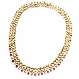 Rare! Vintage Authentic Tiffany & Co 18k Yellow Gold Ruby Collar Necklace