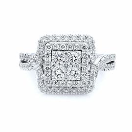 Rachel Koen 14K White Gold Double Halo Engagement Ring 2.00ct Size 6.5