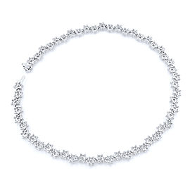 Rachel Koen Floral Motif Diamond Cascade Necklace in White Gold 20.35cts