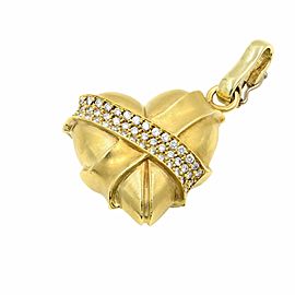 Rachel Koen 14K Yellow Gold Solid Heart Pendant with Diamonds 1.00cttw