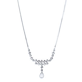 Rachel Koen Pear Round and Carre Diamonds 2.25cttw Necklace 18K White Gold