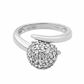 Rachel Koen 14K White Gold Diamond Ball Ring 0.40cts Size 7