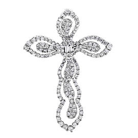 Rachel Koen Pave Diamond Cross Pendant 0.60cttw 18K White Gold
