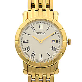 Seiko Bracelet Steel Gold Tone Beige Dial Date Quartz Ladies Watch SXB420P1