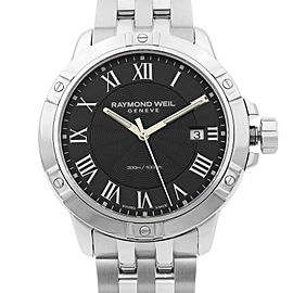 Raymond Weil Tango 41mm Steel Black Date Dial Quartz Classic Watch 8160-ST-00208